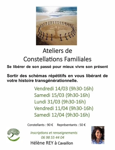 Venez participer aux ateliers constellations familiales de mars et avril avec moi à Cavaillon !, Cavaillon, Hélène Rey