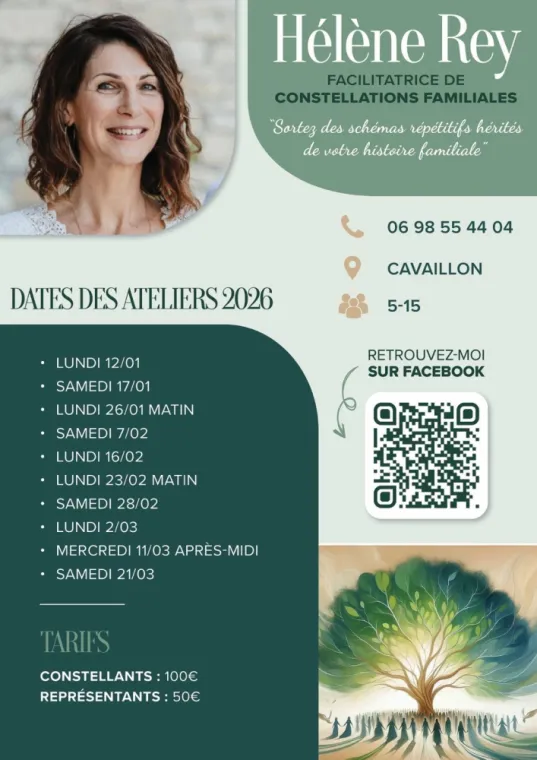 10 nouveaux ateliers de constellations familiales en groupe à venir en 2026 sur Cavaillon, Cavaillon, Hélène Rey