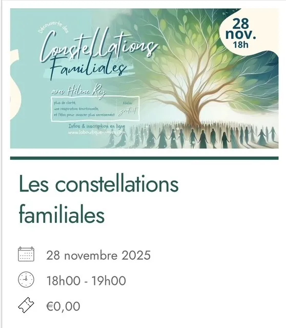 28/11 : atelier découverte des constellations familiales à l’herboristerie de Noves, Cavaillon, Hélène Rey